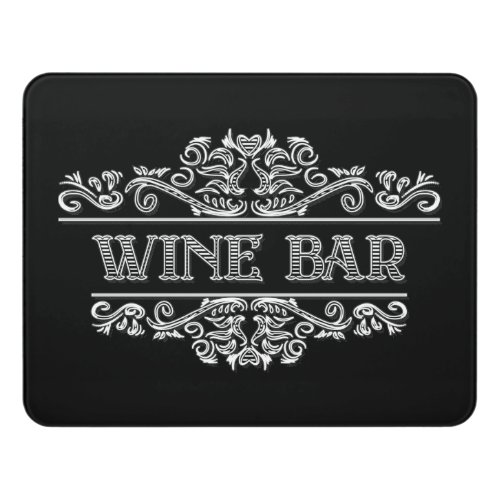 elegant wine bar word art door sign
