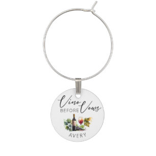 Elegant Wine Before Vows Watercolor Winery Wine Charm