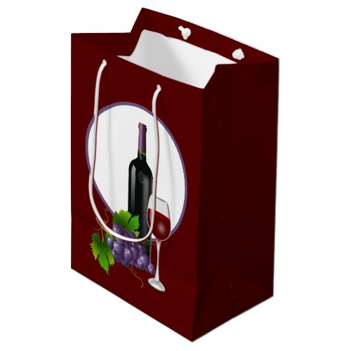 elegant wine bottle glass grapes medium gift bag