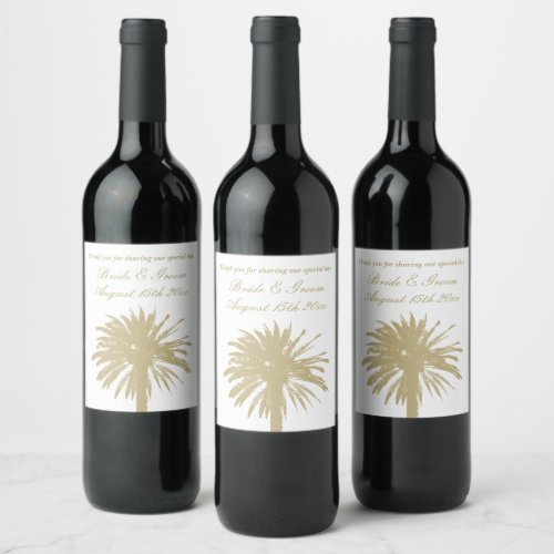Elegant wine bottle labels for chic beach wedding