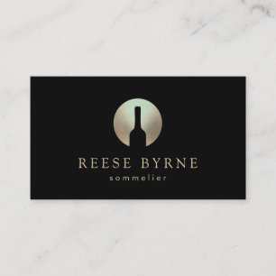 Elegant Wine Bottle Sommelier Logo Business Card