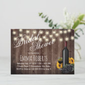 Elegant Wine Bottle Sunflower Rustic Bridal Shower Invitation (Standing Front)