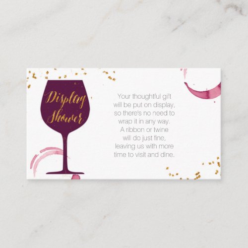 Elegant Wine bridal shower display shower Enclosure Card