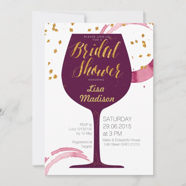 elegant Wine Bridal Shower Invitation Zazzle