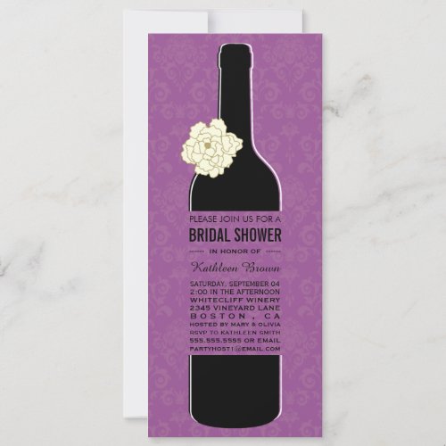 Elegant Wine Bridal Shower Invitations 4" X 9.25" Invitation Card