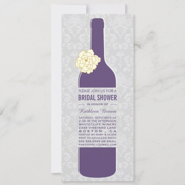 Elegant Wine Bridal Shower Invitations (Front)