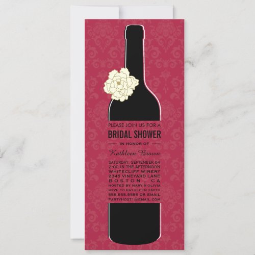 Elegant Wine Bridal Shower Invitations 4" X 9.25" Invitation Card