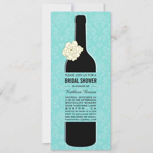 Elegant Wine Bridal Shower Invitations (Front)