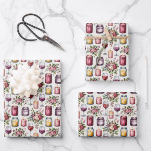 Elegant wine candles tiled pattern wrapping paper sheets