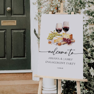 Elegant Wine & Cheese Engagement Party Welcome Foam Board