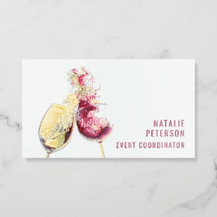 Elegant Wine Dance Event Planner Foil Spot Gloss Business Cards