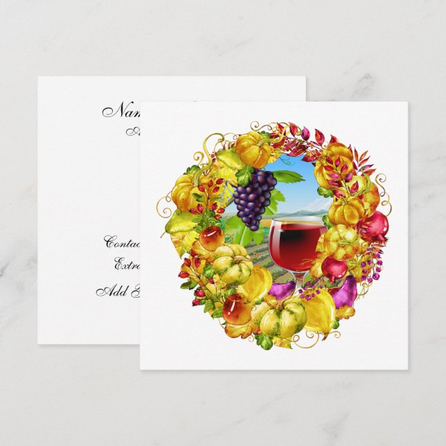 Elegant Wine Fall Season Harvest Invitation (Front/Back)