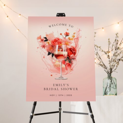 Elegant Wine  Flowers Bridal Shower Welcome Sign