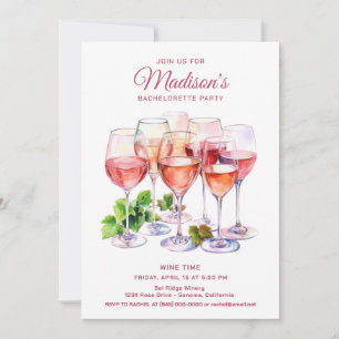 Elegant Wine Glass Bachelorette Party Invitation