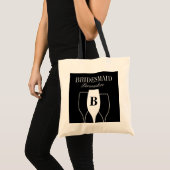 Elegant wine glass monogram wedding tote bags (Front (Product))