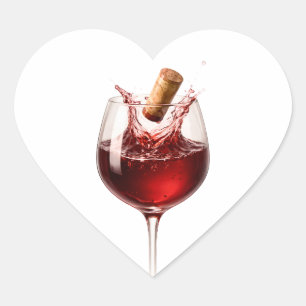 Elegant Wine Glass Party Sunglasses Heart Sticker