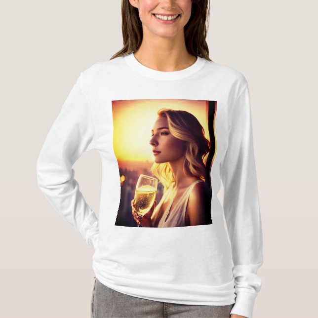 Elegant Wine Glass Silhouette Collection T-Shirt (Front)