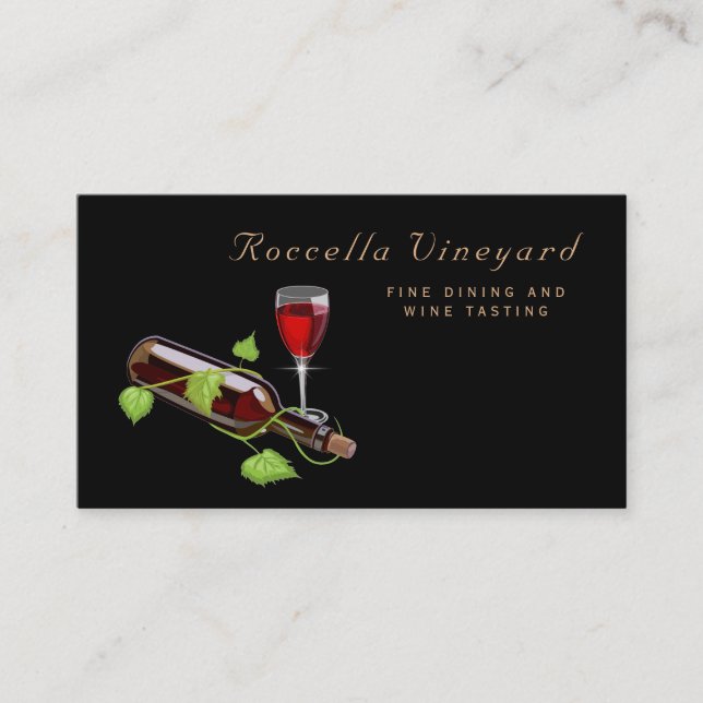 Elegant Wine Glass Winery Business Card (Front)