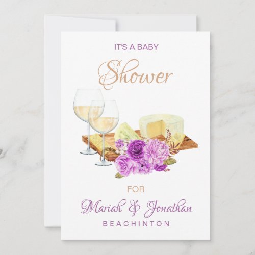*~*  Elegant Wine Glasses Cheeses BABY SHOWER Invitation
