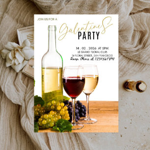 Elegant Wine Glasses Galentine's Party Invitation