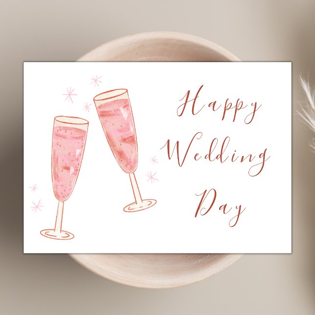 Elegant Wine Glasses Modern Chic Happy Wedding Day Card (Creator Uploaded)