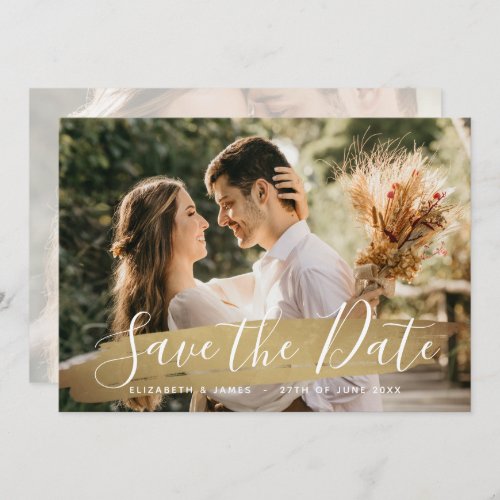 Elegant Wine Gold 2 Photo Save The Date Wedding