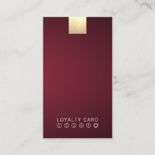 Elegant Wine Gradient Gold Loyalty Punch Vertical Business Card
