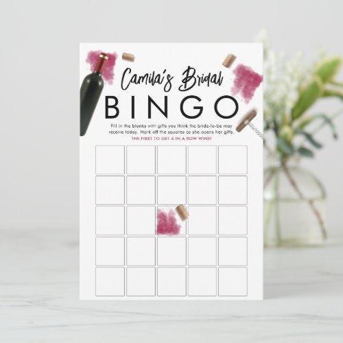 Elegant Wine Lovers Bingo Game Card