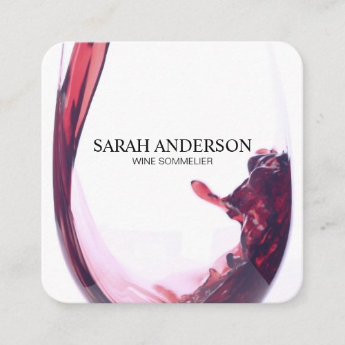 Elegant Wine Pour Square Business Card