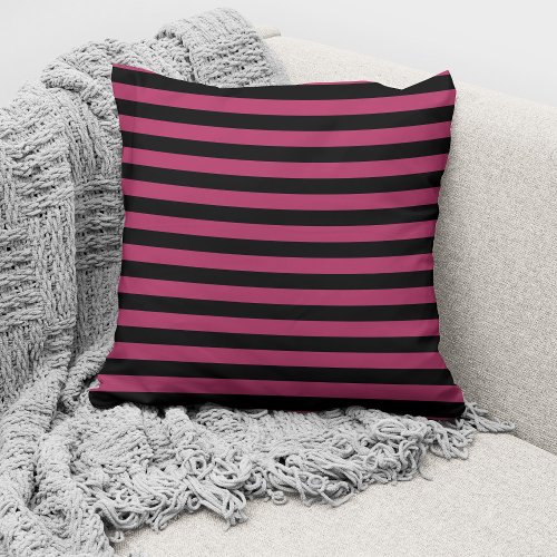 Elegant Wine Red Black Striped Pattern   Throw Pillow