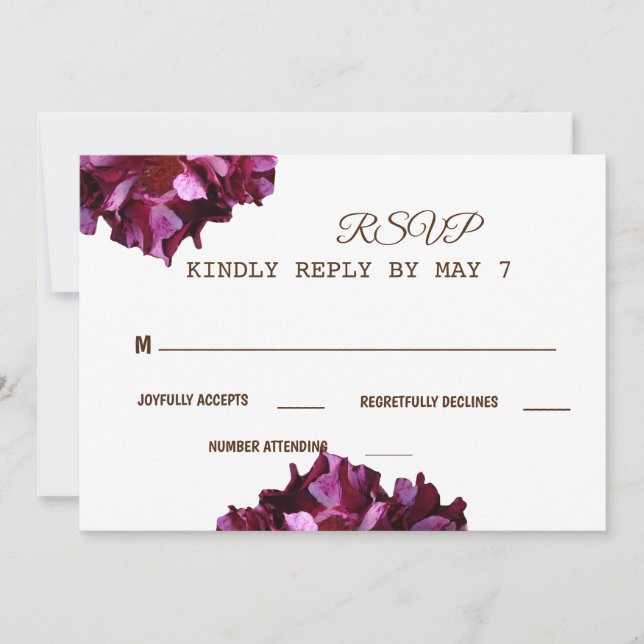 Elegant Wine red Photo Wedding RSVP Invitation (Front)