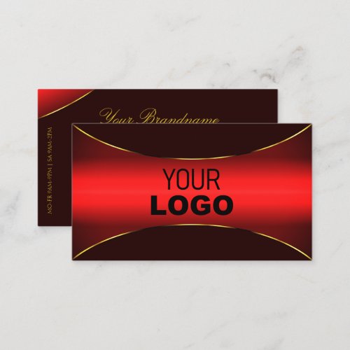 Elegant Wine Red with Gold Border and Logo Stylish Business Card