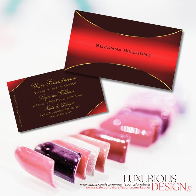 Elegant Wine Red with Gold Border Professional Business Card (Creator Uploaded)