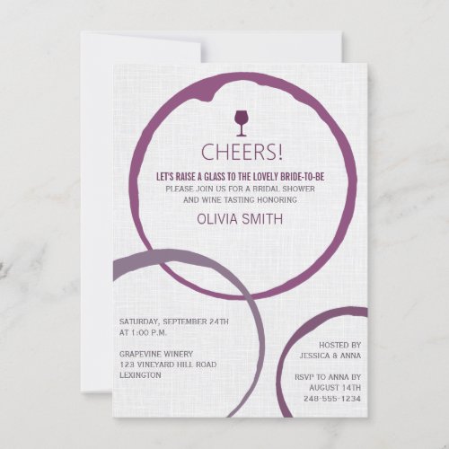 Elegant Wine Stain Rings Bridal Shower Invitations 4.5" X 6.25" Invitation ...