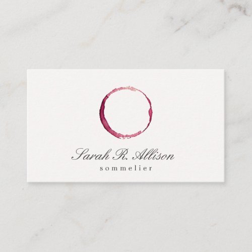 Elegant Wine Stain Sommelier Business Card