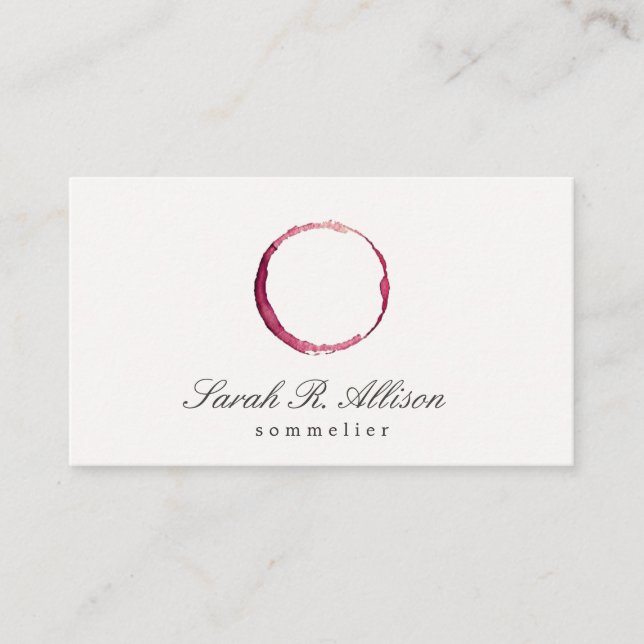 Elegant Wine Stain Sommelier Business Card (Front)
