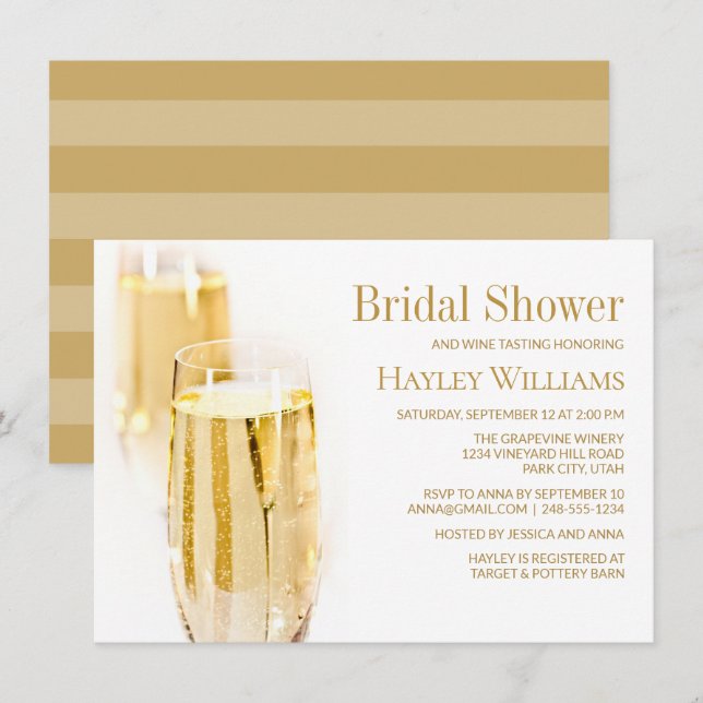 Elegant Wine Tasting Bridal Shower Invitation (Front/Back)