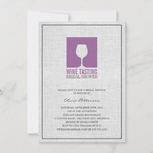 Elegant Wine Tasting Bridal Shower Invitations