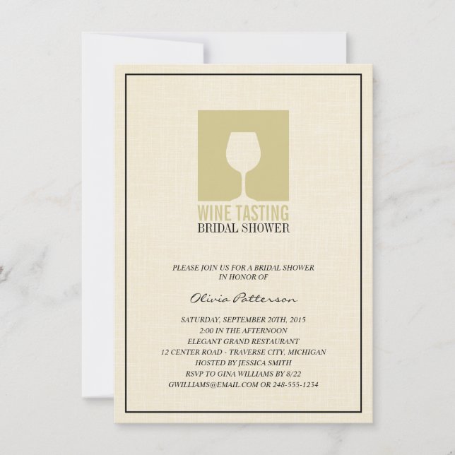 Elegant Wine Tasting Bridal Shower Invitations (Front)