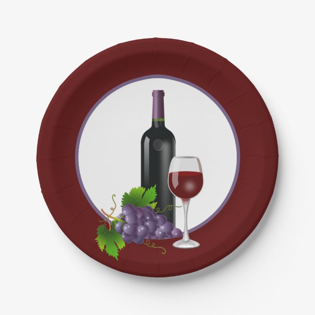 Elegant wine tasting party paper plates (Front)