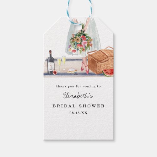 Elegant Wine Tasting  Picnic Bridal Shower Gift Tags