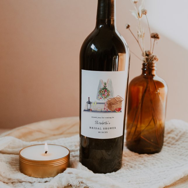 Elegant Wine Tasting | Picnic Bridal Shower Label (Creator Uploaded)