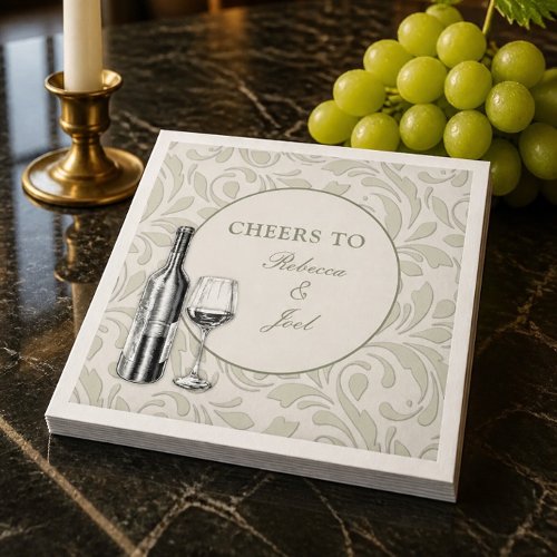 Elegant Wine Tasting Sage Green Wedding Napkins