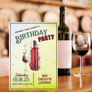 Elegant Wine Themed Birthday Party Invitation
