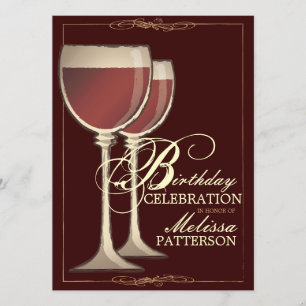 Elegant Wine Themed Birthday Party Invitation