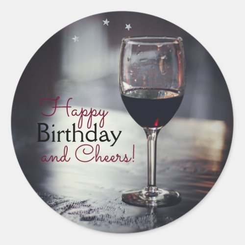 Elegant Wine_Themed Birthday Stickers