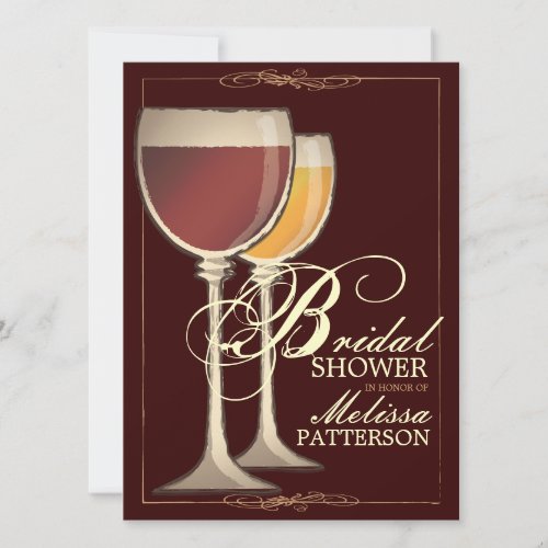 Elegant Wine Themed Bridal Shower Invitation