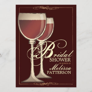 Elegant Wine Themed Bridal Shower Invitation