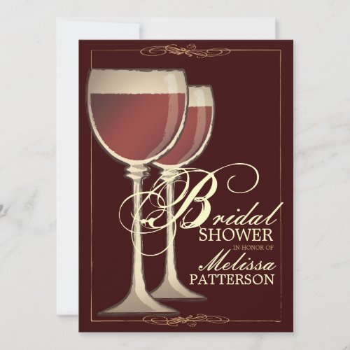 Elegant Wine Themed Bridal Shower Invitation