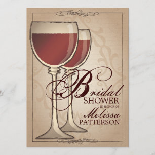 Elegant Wine Themed Bridal Shower Invitation